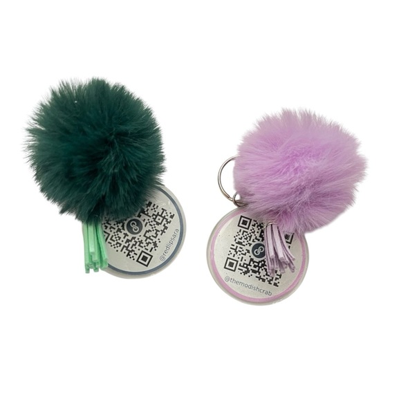 Custom QR Poshmark Closet Fluffy Pom Pom Keychain - Picture 2 of 8